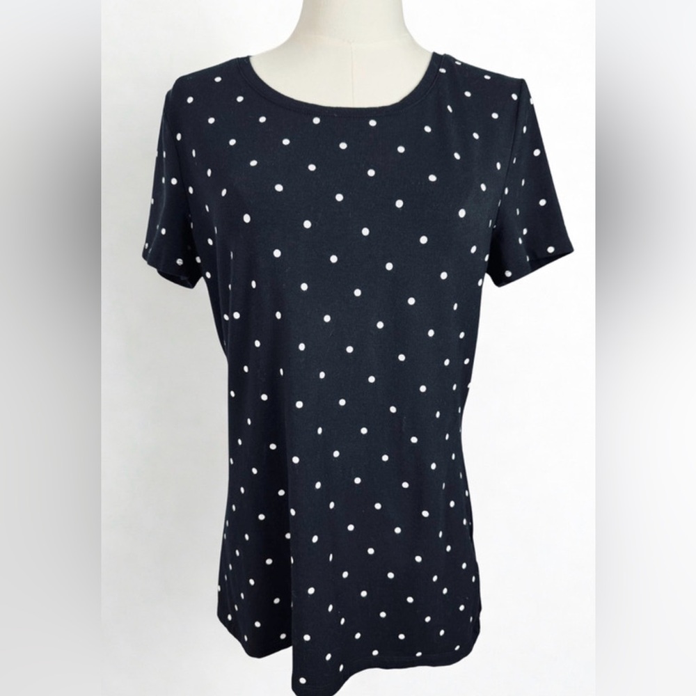 Amazon Essentials Black and White Polka Dot Short Sleeve Tee Size M